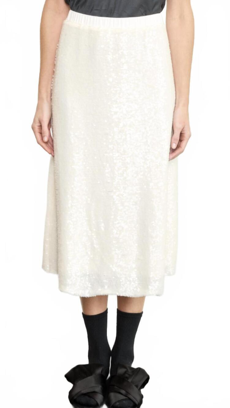 NEW BRAZEAU TRICOT shimmer sequin skirt in pearl